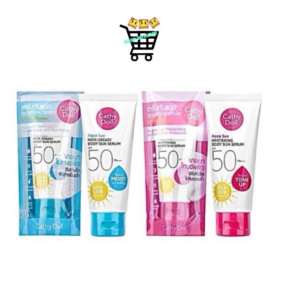 Cathy Doll Aqua Sun Body Sun Serum SPF50 PA+++ เคที่ดอลล์ เซรั่ม กันแดด ทาตัว ครีมกันแดด สำหรับผิวกาย ขนาด  50 - 138 ml.