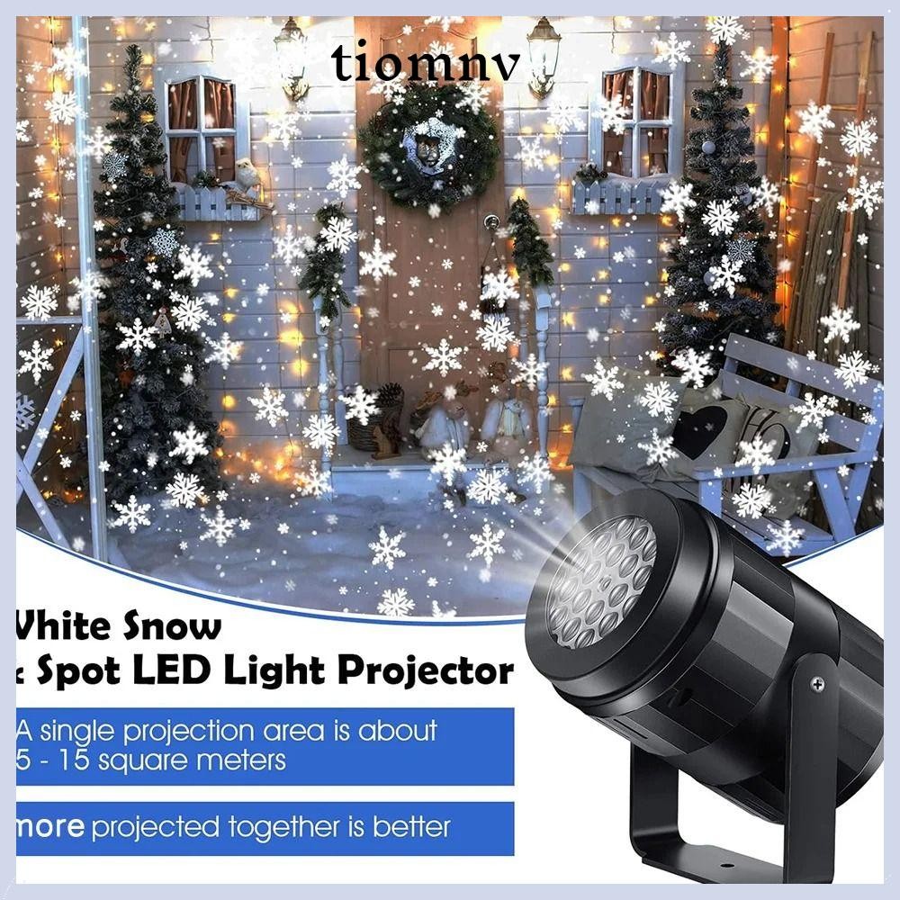 Tiomnv56 โปรเจคเตอร์เกล็ดหิมะคริสต์มาส, USB ปีเครื่องประดับโคมไฟฉายหิมะสีขาว,ปาร์ตี้หมุนแบบไดนามิก LED ไฟนางฟ้าบ้าน