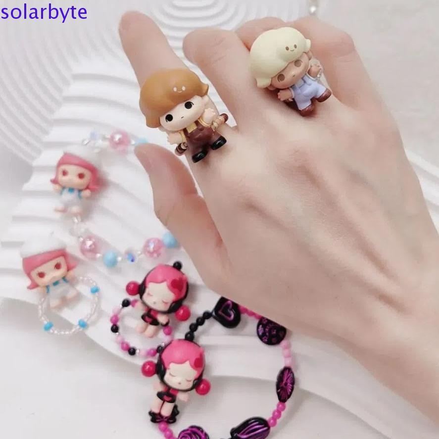 Solarbyte Pop Bean Ring, Hug Series Dimoo Labubu Ring, แฟชั่น Molly Skullpanda Pino Crybaby Finger R