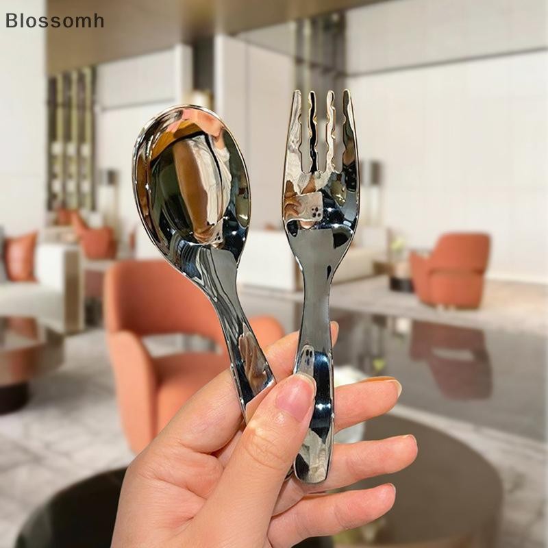 Blossomh ช้อนกลมสแตนเลสสุทธิสีแดง Golden Dinner ด้ามยาวกวนช้อนขนมหวานสําหรับอุปกรณ์ครัว Gadgets ใหม่
