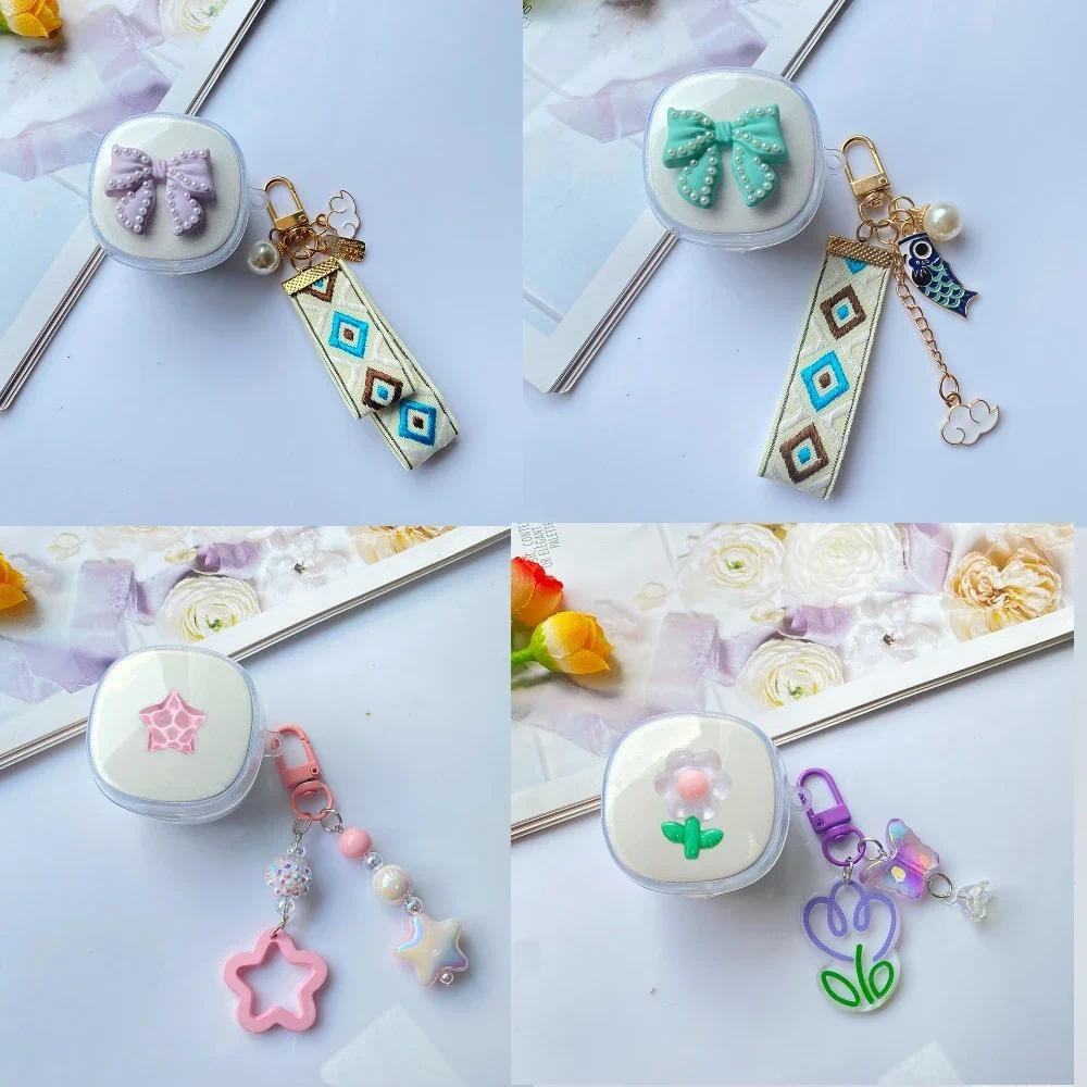 สําหรับ Baseus Bass BD1 / NORA 2 กรณีแฟชั่นผ้าใบดอกไม้จี้กรณี WM01 WM02 WM03 WM05 ซิลิโคนโปร่งใสหูฟั