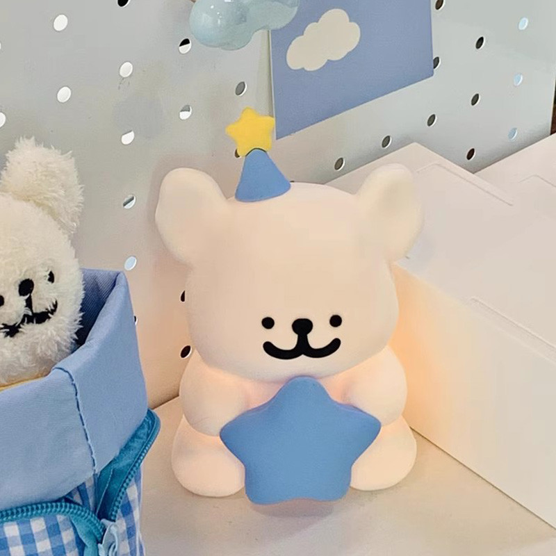 หมวกน่ารักลูกสุนัขโคมไฟการ์ตูนสุนัขห้องนอนแสงโดยรอบตกแต่งบ้าน