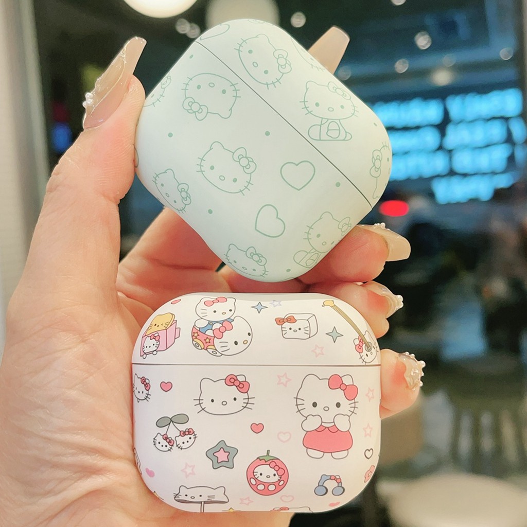 เคสหูฟังคิตตี้น่ารักสําหรับ แอร์พอด 1 2 3 4 มือโปร 2 แอร์พอด มือโปร3 ชุดหูฟังบลูทูธไร้สายฝาครอบป้องกันพร้อมจี้
