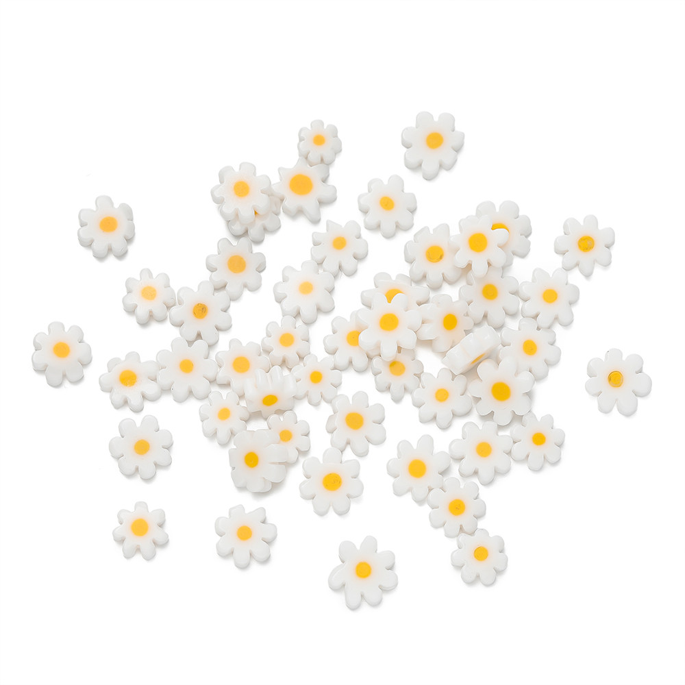 ลูกปัดแก้วสีขาว 92/60/59ชิ้น แบบดอกไม้เดซี่ สำหรับDIY สร้อยข้อมือ สร้อยคอ แหวน งานแฮนด์เมด - รูปที่ 4