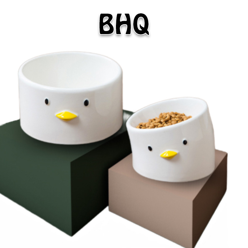 BHQ ชามใส่อาหารสัตว์เลี้ยง ชามอาหารหน้าแมว ชามเซรามิคทรงเอียง 30 องศา