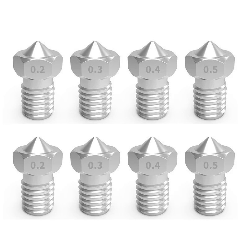 10 Pcs E3D V5 V6 Stainless Steel Nozzle 0.2mm 0.3mm 0.4mm 0.5mm 0.6mm 0.8mm Thread M6 Nozzle 3D Prin