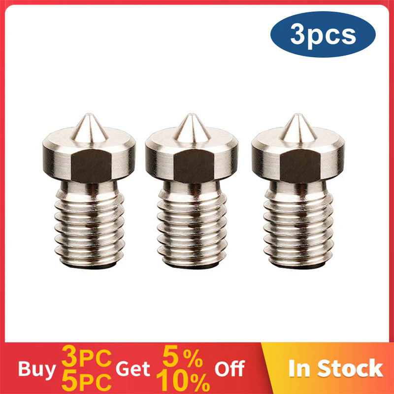 3pcs TC4 Titanium Alloy E3D V6 Nozzle 0.2mm 0.3mm 0.4mm 0.5mm High Temperture Hardness Nozzles For P