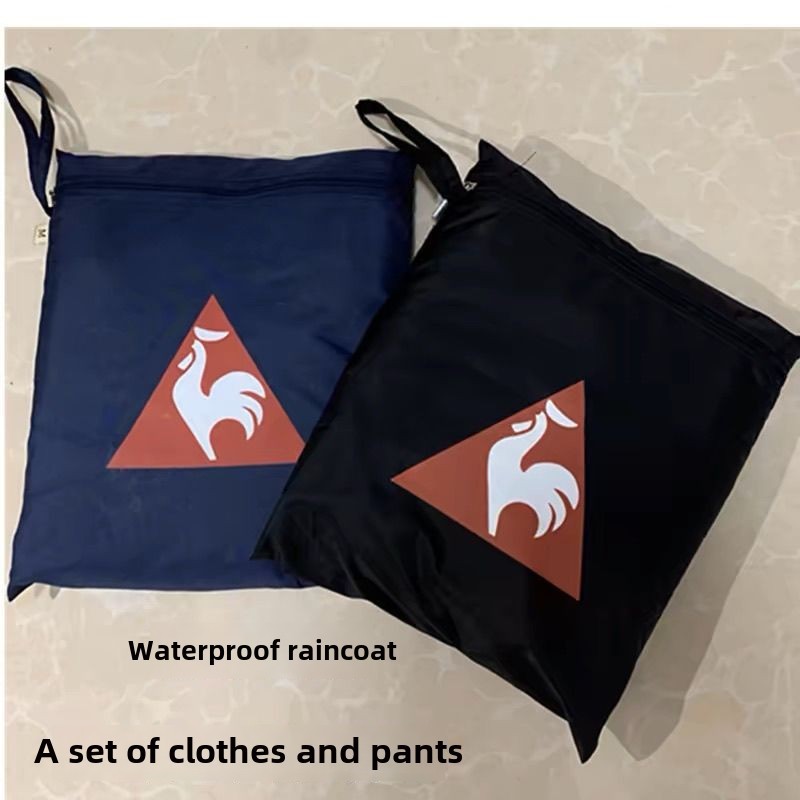 [Le Coq Sportif] เสื้อกันฝนกอล์ฟกางเกงกันฝนแขนที่ถอดออกได้พร้อมหมวกชุดสองชิ้นผู้ชายชุดเสื้อกันฝนกลาง