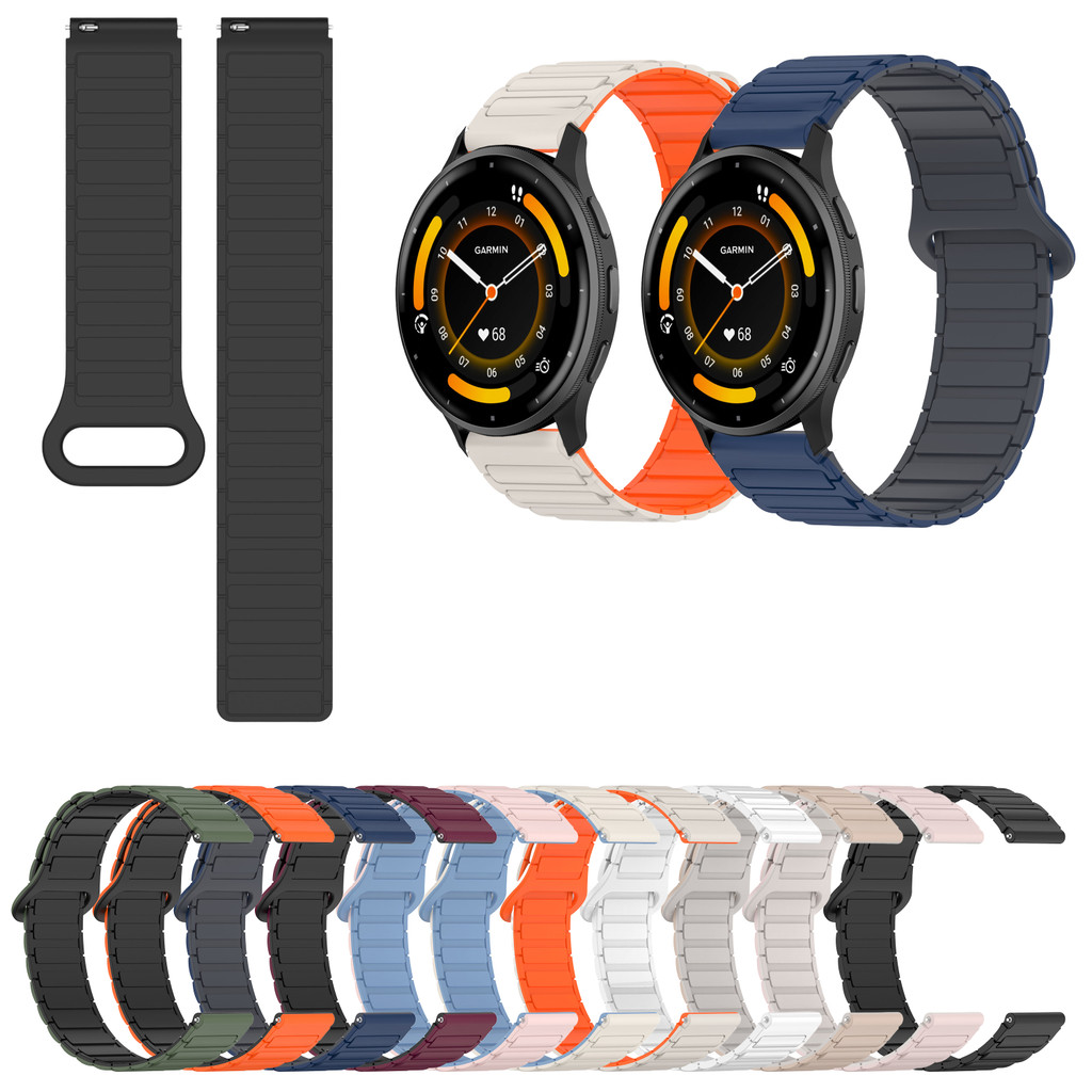 สายซิลิโคนแม่เหล็ก 18/20/22 มม. สําหรับ Garmin Venu 4/Venu 3/Venu 2/Venu 3s/Vivoactive 3/4/5/Vivoactive 3S/4S/Vivomove 3/3s HR/Venu 2 3 3s 40/45 มม. รองรับหลายรุ่น