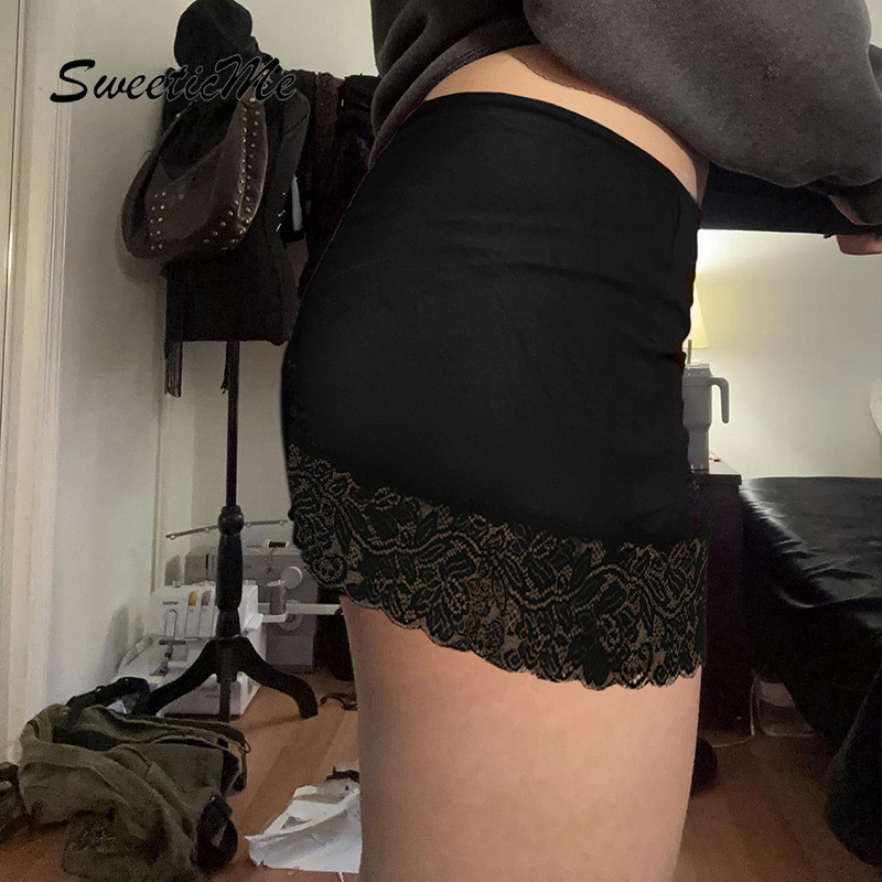 SweeticMe กระโปรงมินิแฟชั่นลําลองลูกไม้เซ็กซี่ทรงเข้ารูป — صورة 4