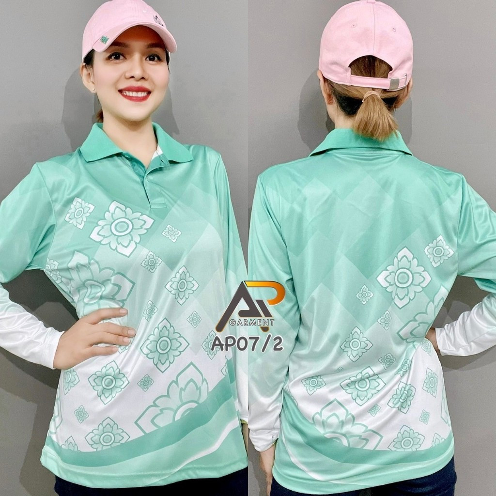2025 เสื้อโปโลแขนยาวพิมพ์ลาย 3ง สําหรับผู้หญิง 2 ปุ่มคอระบายอากาศได้สบาย - รูปที่ 2