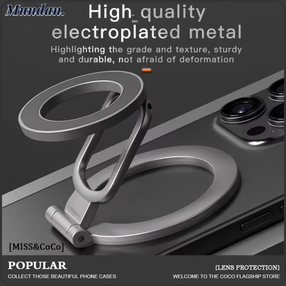 ที่วางโทรศัพท์ MUNDAN MagSafe มัลติฟังก์ชั่นสองด้าน 360° ขาตั้งหมุนได้พับได้แบบพกพาพร้อมรองรับด้ามจับนิ้วแม่เหล็กสําหรับขาตั้งเดสก์ท็อป 14/15/16