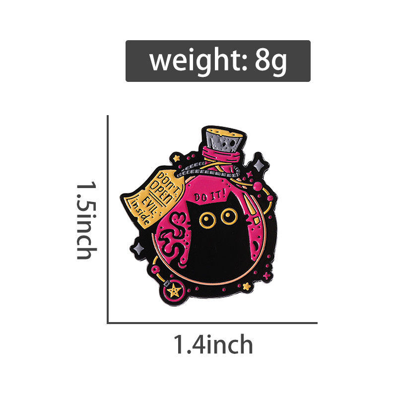 ความชั่วร้ายบรรจุขวดแมวดําเคลือบเข็มหมุดสัตว์ตลกตราเข็มกลัดปกโลหะสําหรับเป้สะพายหลัง - รูปที่ 6