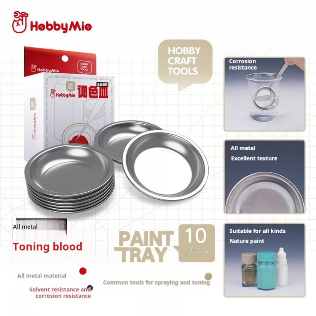 Hobbymio 10 ชิ้นสีโลหะเต็มรูปแบบ Palette กันดั้มรุ่นสเปรย์เครื่องมือทนต่อการกัดกร่อน DIY รูปภาพวาดถาด