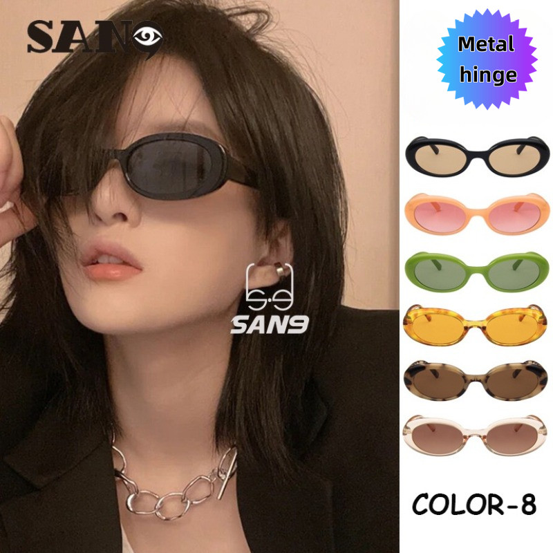 บานพับโลหะCOD (San9)แว่นกันแดดทรงรีเกาหลีย้อนยุคสไตล์วงรีหญิง Cat Eye