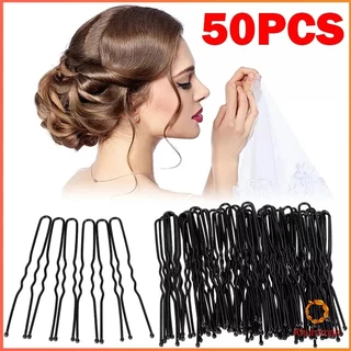 Khummak 50Pcs กิ๊บตัวยู U กิ๊บดำ ปลอดภัย กิ๊บพิธีการ เครื่องมือจัดแต่งทรงผม Hairpin