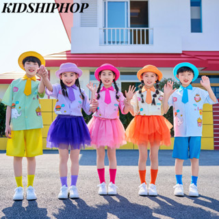 เด็กสีการ์ตูนพิมพ์เสื้อชุดเด็กเต้นรําประสิทธิภาพเครื่องแต่งก…