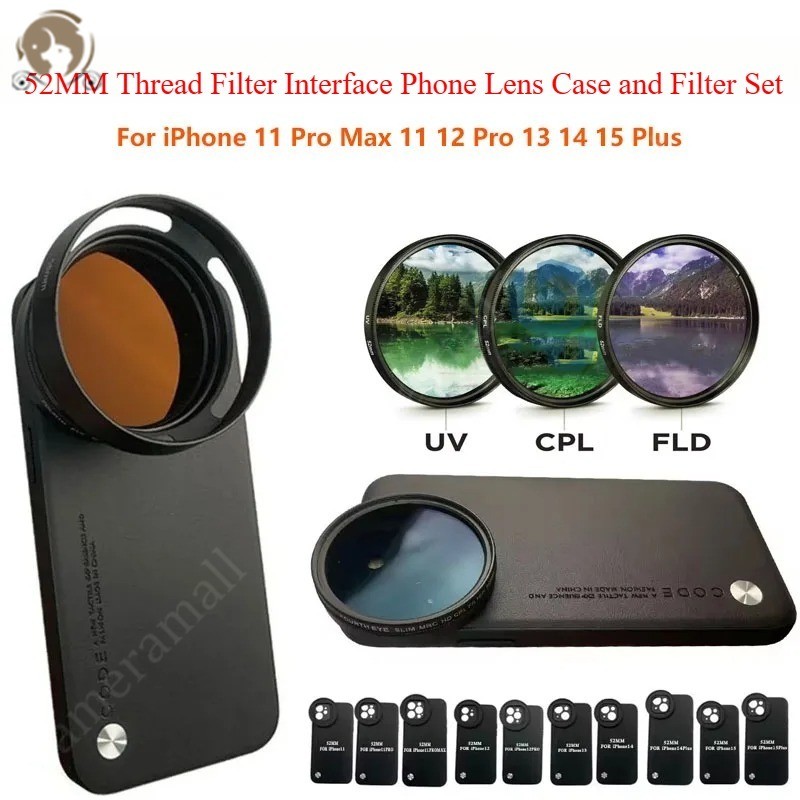 52 มม.ตัวกรองการอ่าน MOUNT เลนส์โทรศัพท์พร้อม UNIVERSAL CPL UV FLD FILTER สําหรับ IPHONE 11 12 13 14