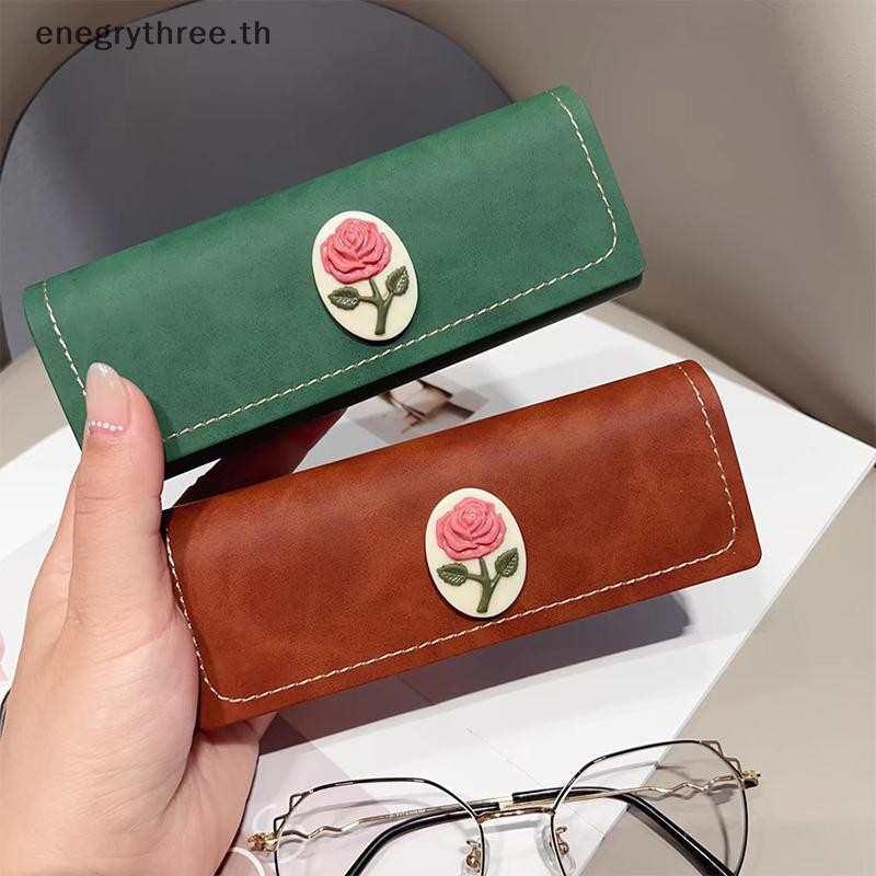 TH & Fashion Vintage Fashion Rose Pattern Glasses Case แว่นกันแดด กล่องเก็บแว่นตา Unisex Anti-Pressure Leather Glasses Bag.