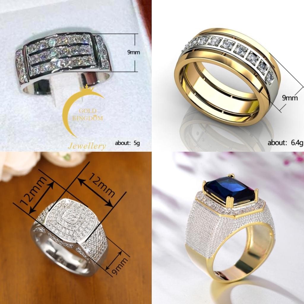 ผู้ชายแฟนซีเพชรแหวนแต่งงานหล่อชนชั้นสูงแสงหรูหราแหวนที่เรียบง่ายของขวัญแฟชั่น