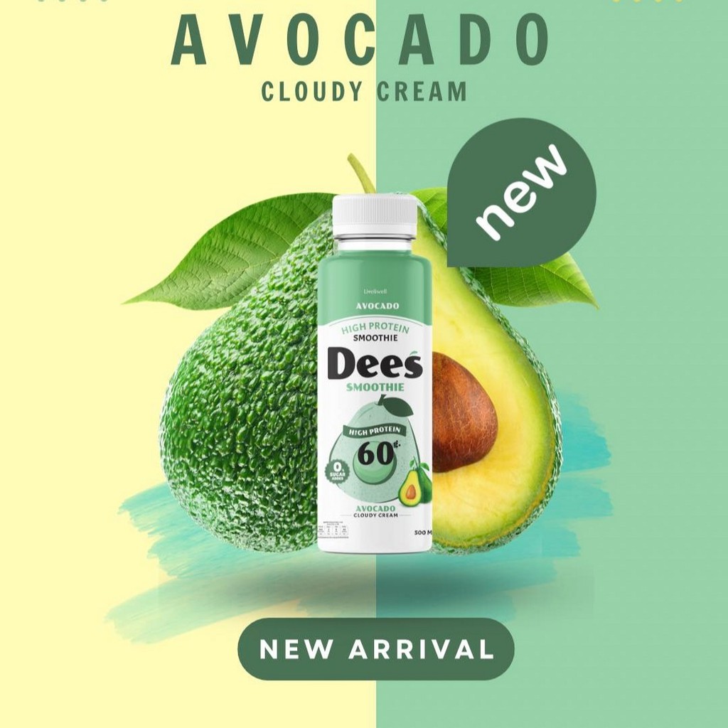 (Pre-Order 7-14 วัน) DEES Smoothie อกไก่ปั่น รสอะโวคาโดโยเกิร์ตสมูทตี้ ขนาด 500 ml. (05477)