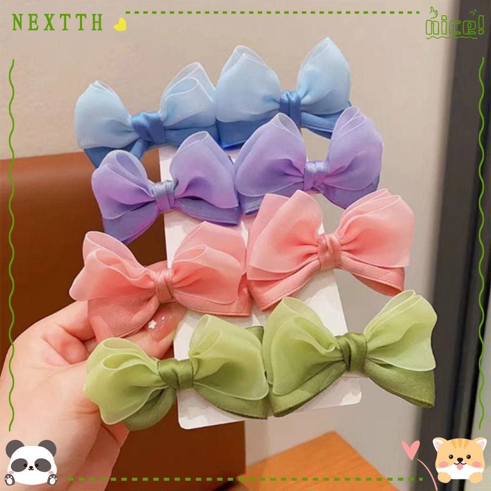 NEXTTH กิ๊บติดผมโบว์ 2 ชิ้น, คลิปปากเป็ดเส้นด้ายเยลลี่กุทัณฑ์, สาวที่คาดผมสีลูกกวาดน่ารัก