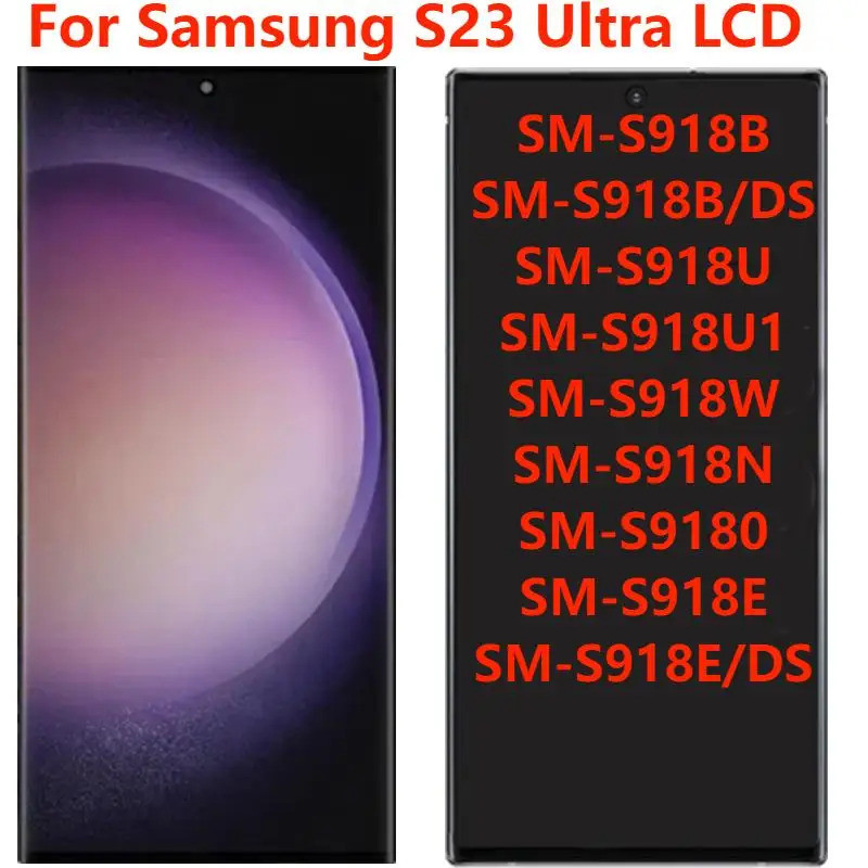 สําหรับ Samsung S23 Ultra S918B จอแสดงผล LCD กรอบ 6.8 "OLED SM-S918E S918U S918N LCD Touch Screen Di