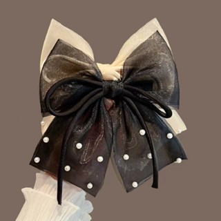 กิ๊บตาข่ายมุกแฟชั่นเกาหลีหรูหราโบว์ฤดูใบไม้ผลิคลิปอุปกรณ์ผมส…