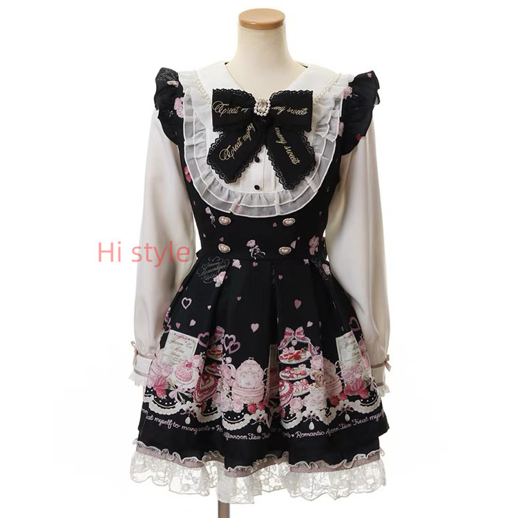 Jirai kei Lizlisa dupes ลูกไม้ Dearmylove Dress Set Navy Collar Dress Set