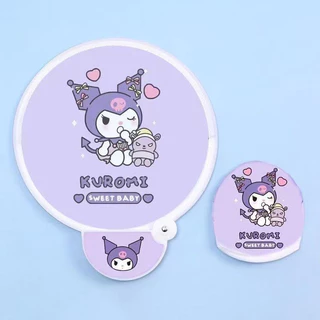 พัดลมพับ Kuromi Merlot พัดลมมือหมุนพัดลมกลุ่มเล็กฤดูร้อนต้องมีสิ่งประดิษฐ์สำหรับถ่ายภาพภายนอกพกพา