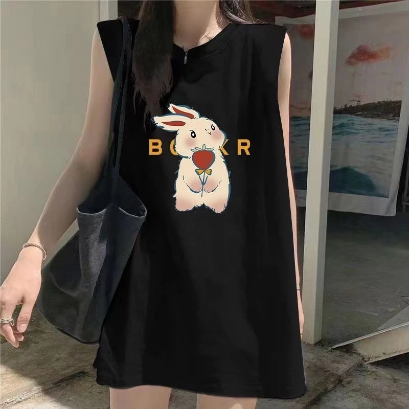 NEW เสื้อแขนกุด สกรีนลายกระต่าย OP-1100