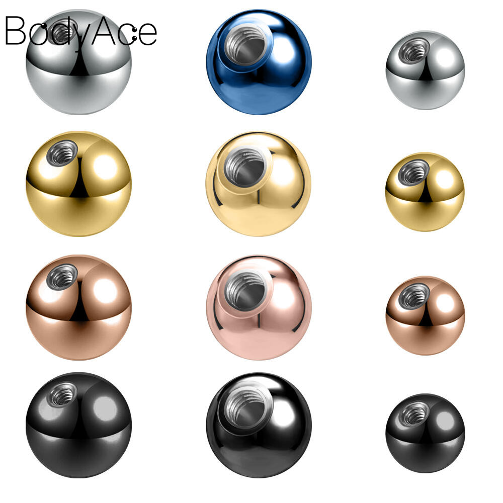 Bodyace 1 Pc อุปกรณ์เสริมสแตนเลส Ball 14G/16G/18G อุปกรณ์เสริมด้ายภายในอุปกรณ์เสริม Silver Body เครื่องประดับ