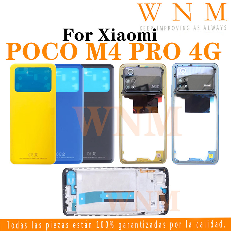 สําหรับ Xiaomi POCO M4 PRO 4G MZB0B5VIN 2201117PI LCD กรอบด้านหน้าฝาหลังแบตเตอรี่ + กรอบกลาง + อะไหล
