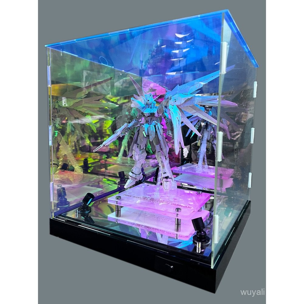 ขาตั้งแสดงแสง UV กระจกสีใส กล่องเก็บของเล่นอะคริลิค ตุ๊กตา ฝาครอบกันฝุ่น ตู้โชว์