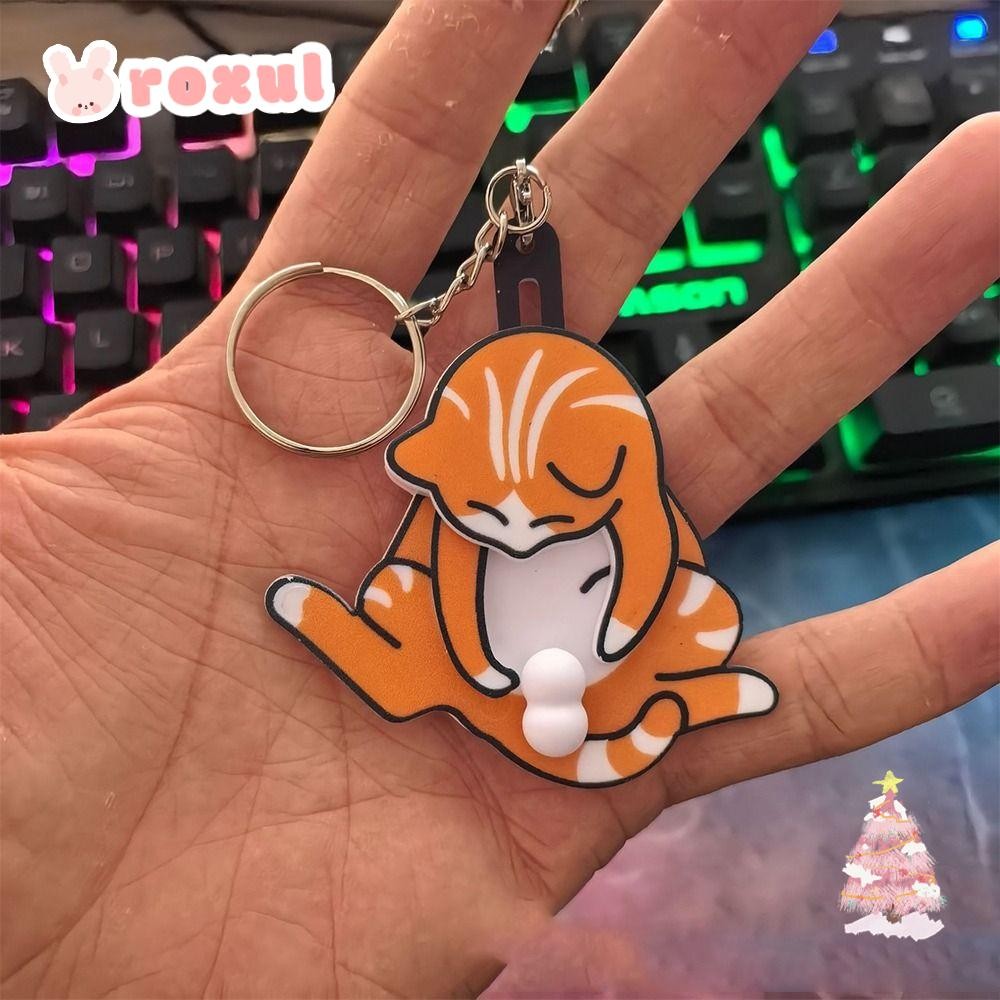 โรซูล จี้แมวตลกน่ารัก, ดึงเล่นไข่แมวพวงกุญแจ, อุปกรณ์เสริมกระเป๋า จี้กระเป๋าหมุนได้