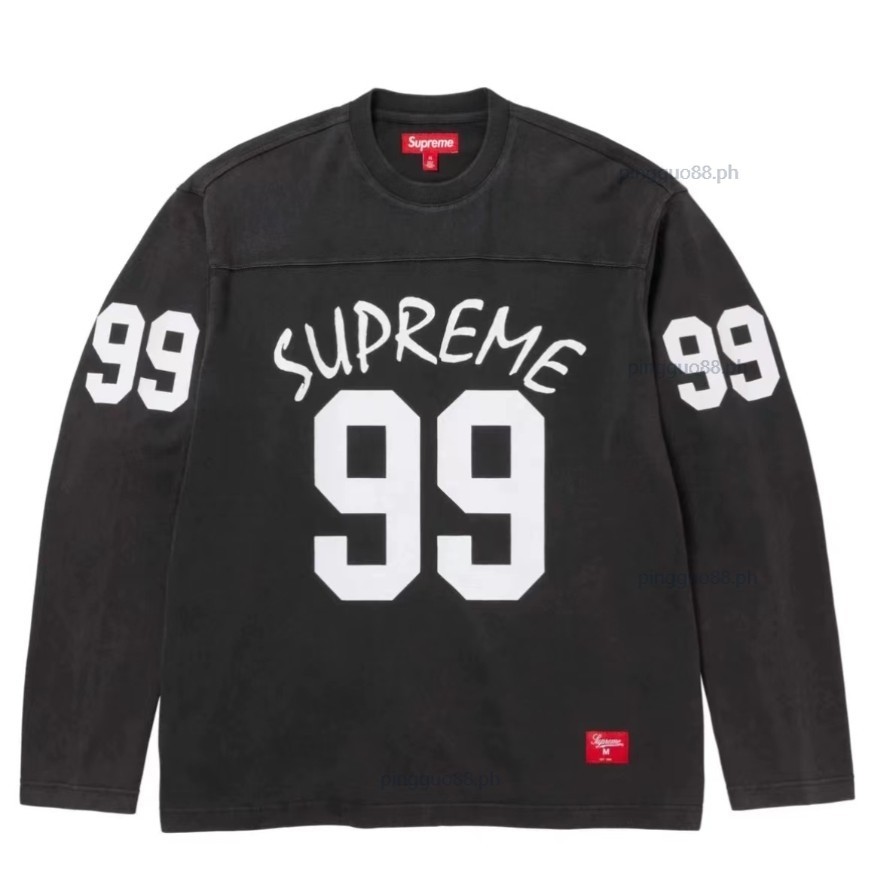 99 LS ที ดิจิตอล 99 พิมพ์พิมพ์ตัวอักษรขนาดใหญ่หลวมฤดูใบไม้ร่วงและฤดูหนาวผู้ชายและผู้หญิงแขนยาวเสื้อยืดรักบี้แขนยาวพิมพ์ตัวอักษรดิจิตอลสวมหั