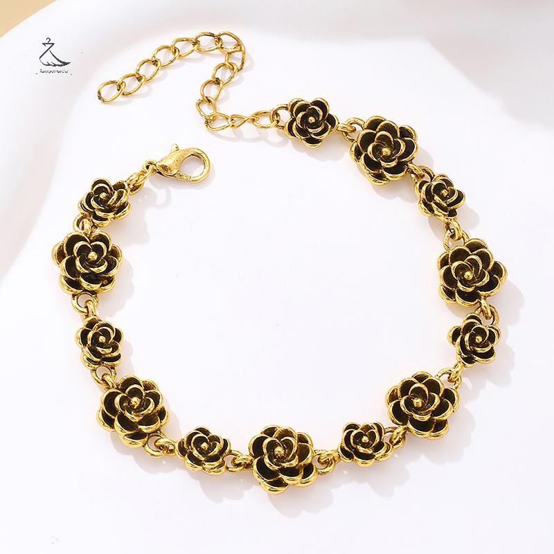 [HSSL] Retro Vintage Rose สร้อยข้อมือ Link Chain สําหรับผู้หญิงสร้อยข้อมือดอกไม้เครื่องประดับอารมณ์แฟชั่นของขวัญอุปกรณ์เสริม MCL7717