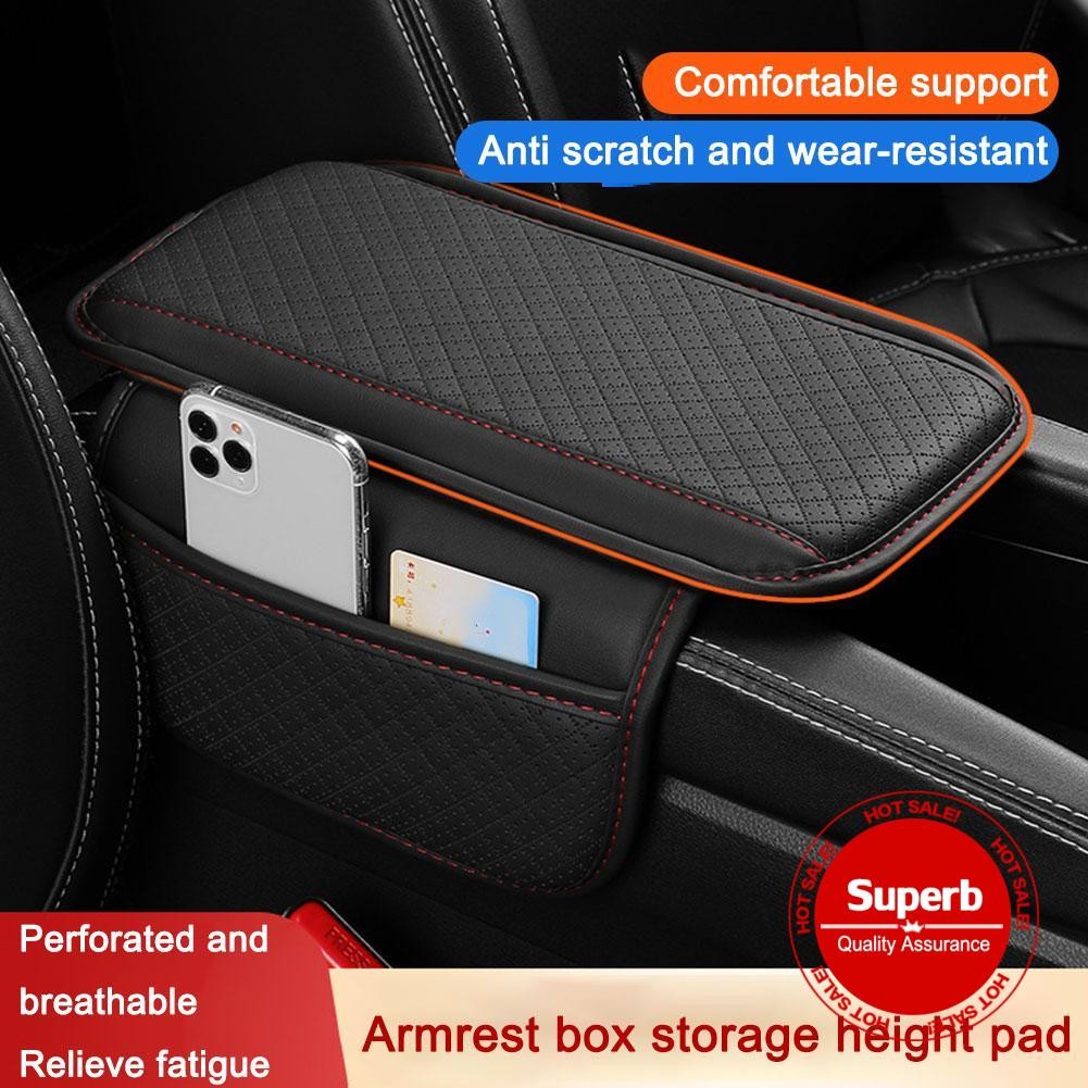 กล่องที่เท้าแขนรถ Booster Pad ลื่น Central Armrest Storage กระเป๋าป้องกันมัลติฟังก์ชั่น Q2n6
