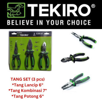 TEKIRO PLIERS SET 3 ชิ้น PL-PS1974 - COMBINATION PLIERS 7" - TAPER 6" - CUTTING 6" / PLIERS
