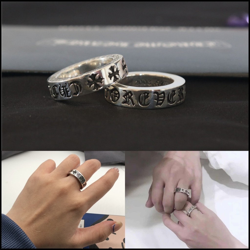 CH เงิน 925 Eternal Heart Cross แหวน Vintage Punk Gothic Rock เครื่องประดับ Street Hip Hop แหวนคู่ของขวัญวันวาเลนไทน์ 1958