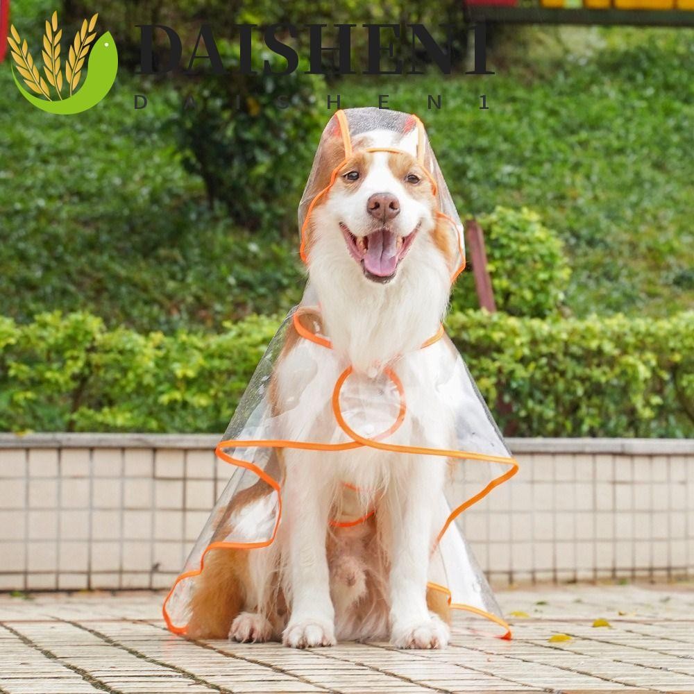 Daishen1 เสื้อกันฝน พลาสติกใส มีฮู้ด กันน้ํา อุปกรณ์เสริม สําหรับสัตว์เลี้ยง สุนัข