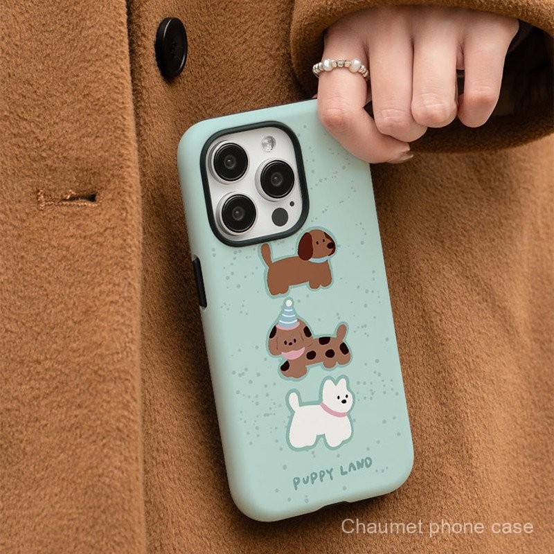สุนัขสามตัวเข้ากันได้กับ iphone16เคสมือถือ15PROMAX หุ้มทั้งเครื่อง14ฟิล์ม11ทูอินวัน XS เคสแข็ง