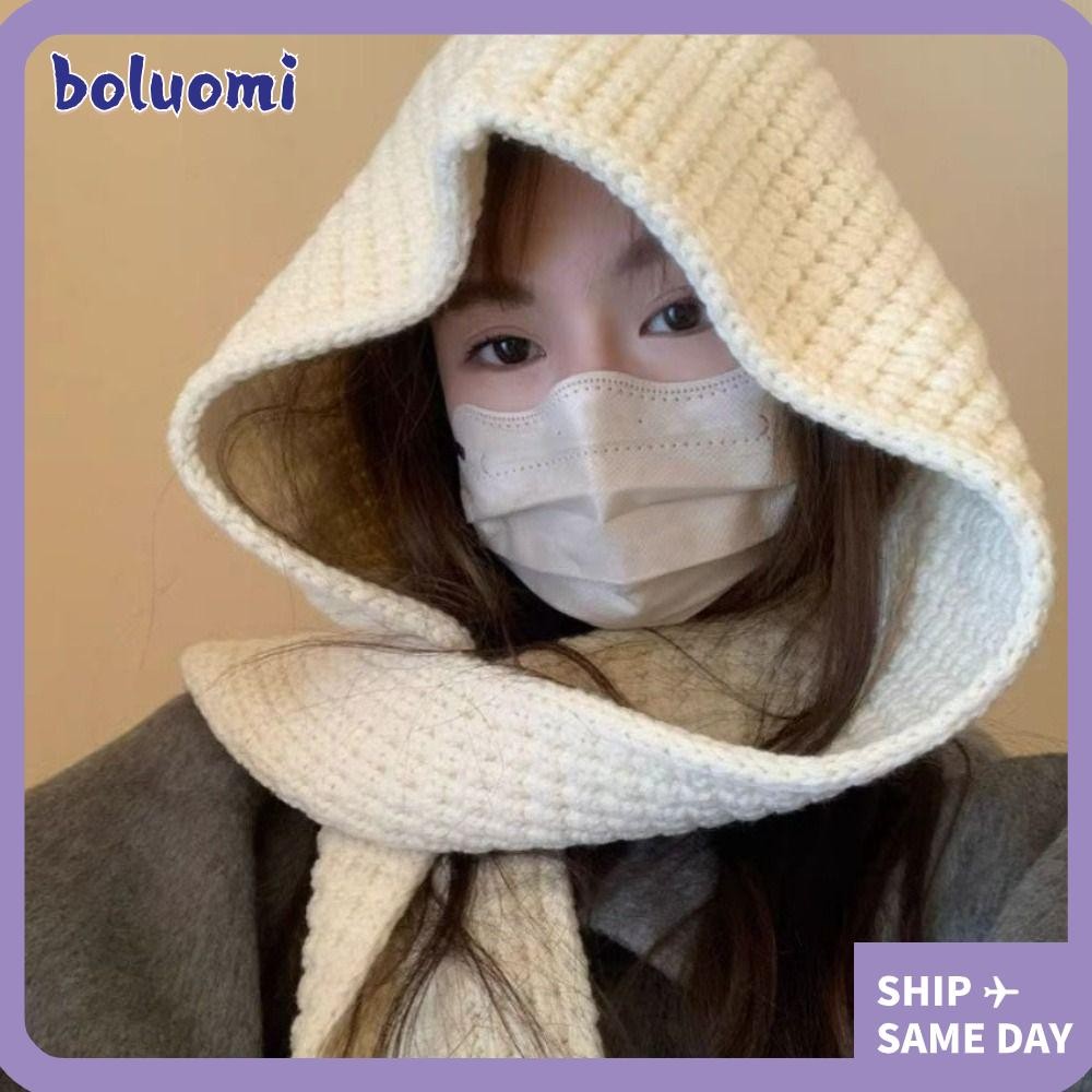 【⚡เวลาจำกัดราคาต่ำ】Boluomi ถักหมวก Beanies, Warm Thicken ฤดูหนาว Balaclava หมวก, คุณภาพสูงถัก Hooded หมวกฤดูหนาว