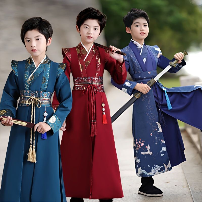 Boy Tang ชุด Hanfu Boy สไตล์จีนเด็กเสื้อผ้า 2024 เด็กใหม่เครื่องแต่งกายจีน ZST