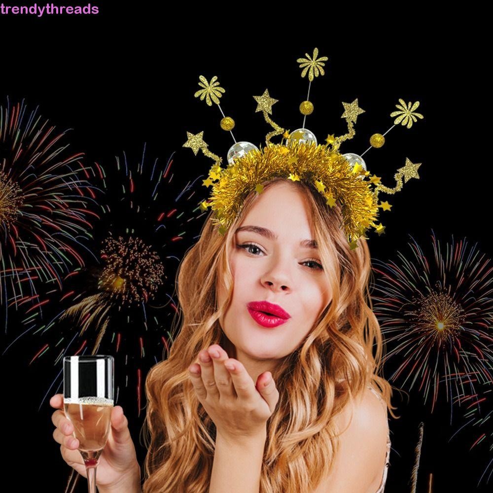 Trendythreads Christmas Headpiece,แว่นตาตกแต่งMasquerade Party 2025 ที่คาดผมสวัสดีปีใหม่,Headdress Photographic Headwear Crown Hair Hoopอุปกรณ์คริสต์มาสปีใหม่