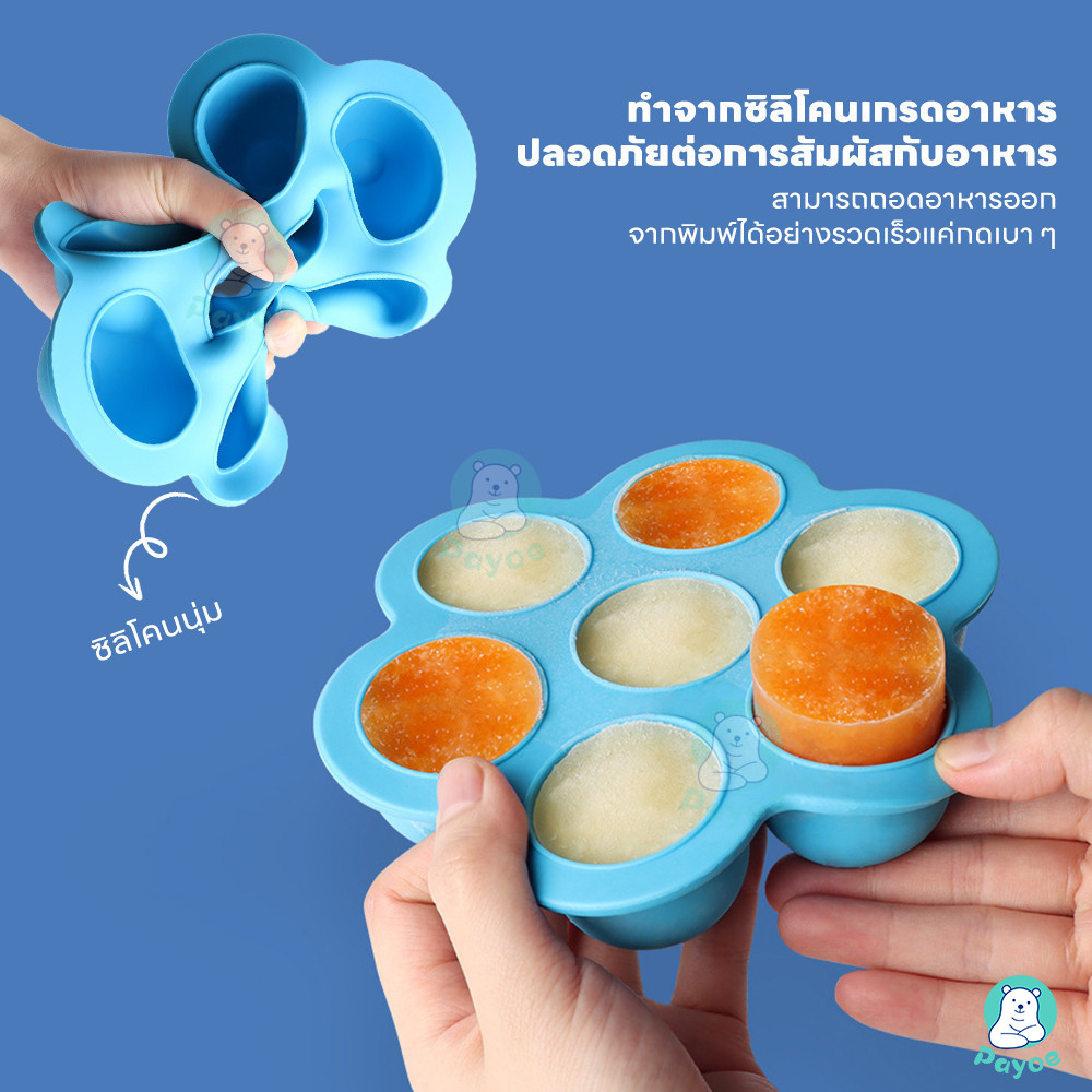 PAYOE ถาดทำน้ำแข็งมินิ มีฝาพลาสติก ถาดทำน้ำแข็ง แม่พิมพ์น้ำแข็งทรงกลม 7ก้อน ถาดน้ำแข็งมีฝาปิด กล่องเก็บอาหารเด็ก ราคา ถูกที่สุด ดีลบีเคเค แกลเลอรีภาพที่ 6