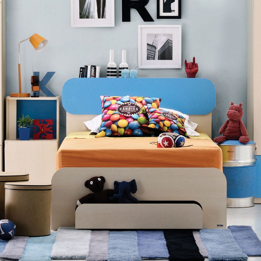 Koncept Furniture เตียงเด็ก ขนาด 3.5 ฟุต รุ่น Bieber สีฟ้า (117X223X90 ซม.) แบรนด์ KONCEPT FURNITURE