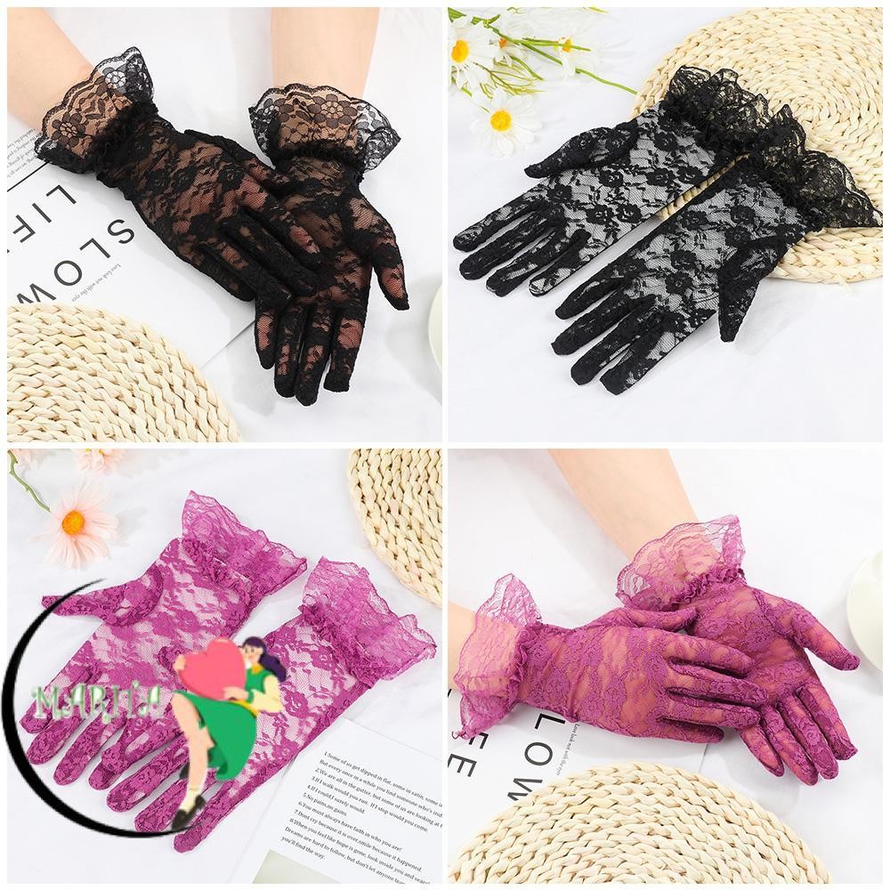 Marita ถุงมือลูกไม้ฤดูร้อน UV Protection Mittens ครีมกันแดด Party Dressy ถุงมือ