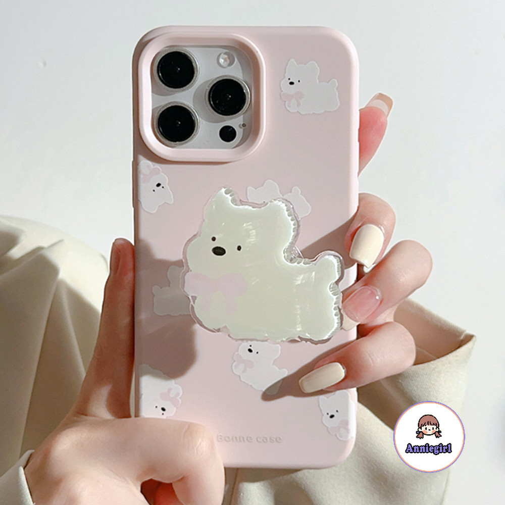 น่ารัก Puppy Stand Holder ซิลิโคนนุ่มเคสโทรศัพท์สําหรับ IPhone 15 14 16 Pro Max 16plus 12 13 Promax Scratch-proof โทรศัพท์ปกหลัง