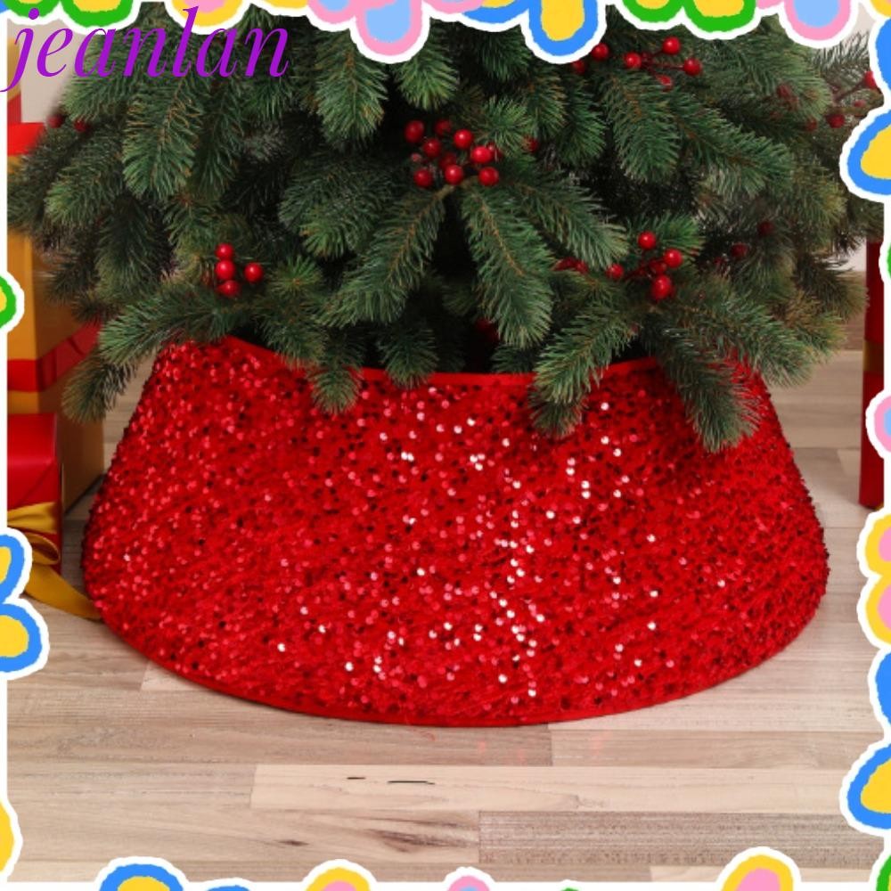 Jeanlan Christmas Sequins Tree Cover Skirt, Home Party Props เครื่องประดับ Xmas Tree Surround Decor, Merry Christmas Stereoscopic ปีกระโปรงต้นไม้